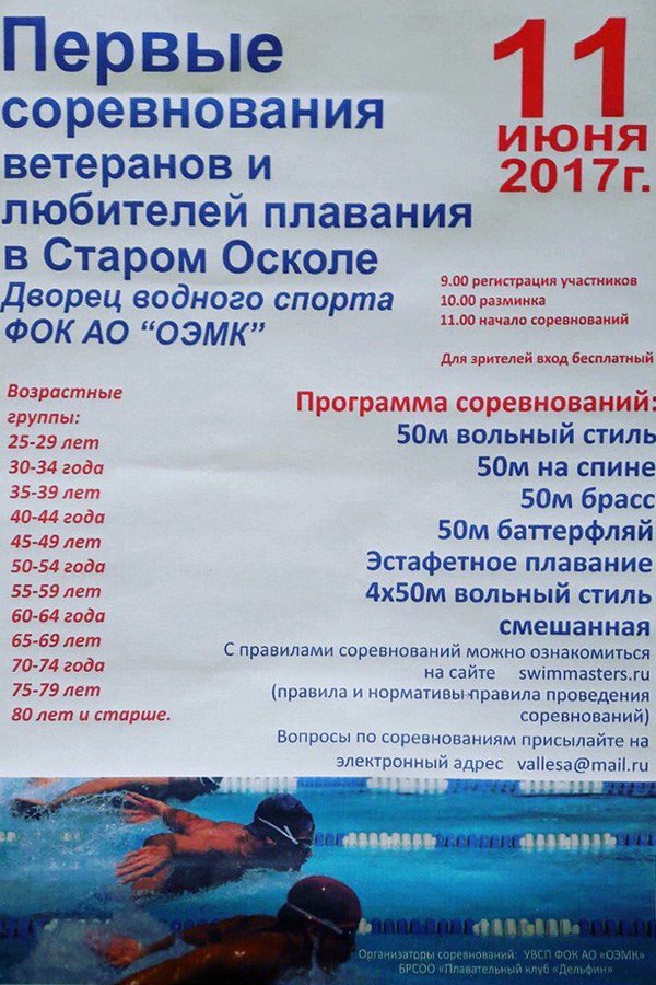Соревнования ветеранов и любителей плавания